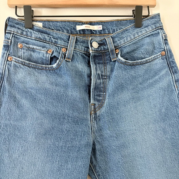 Levi’s Premium Wedgie Straight Ankle Jeans High Rise Button Fly Vintage Blue 28 - Picture 4 of 16
